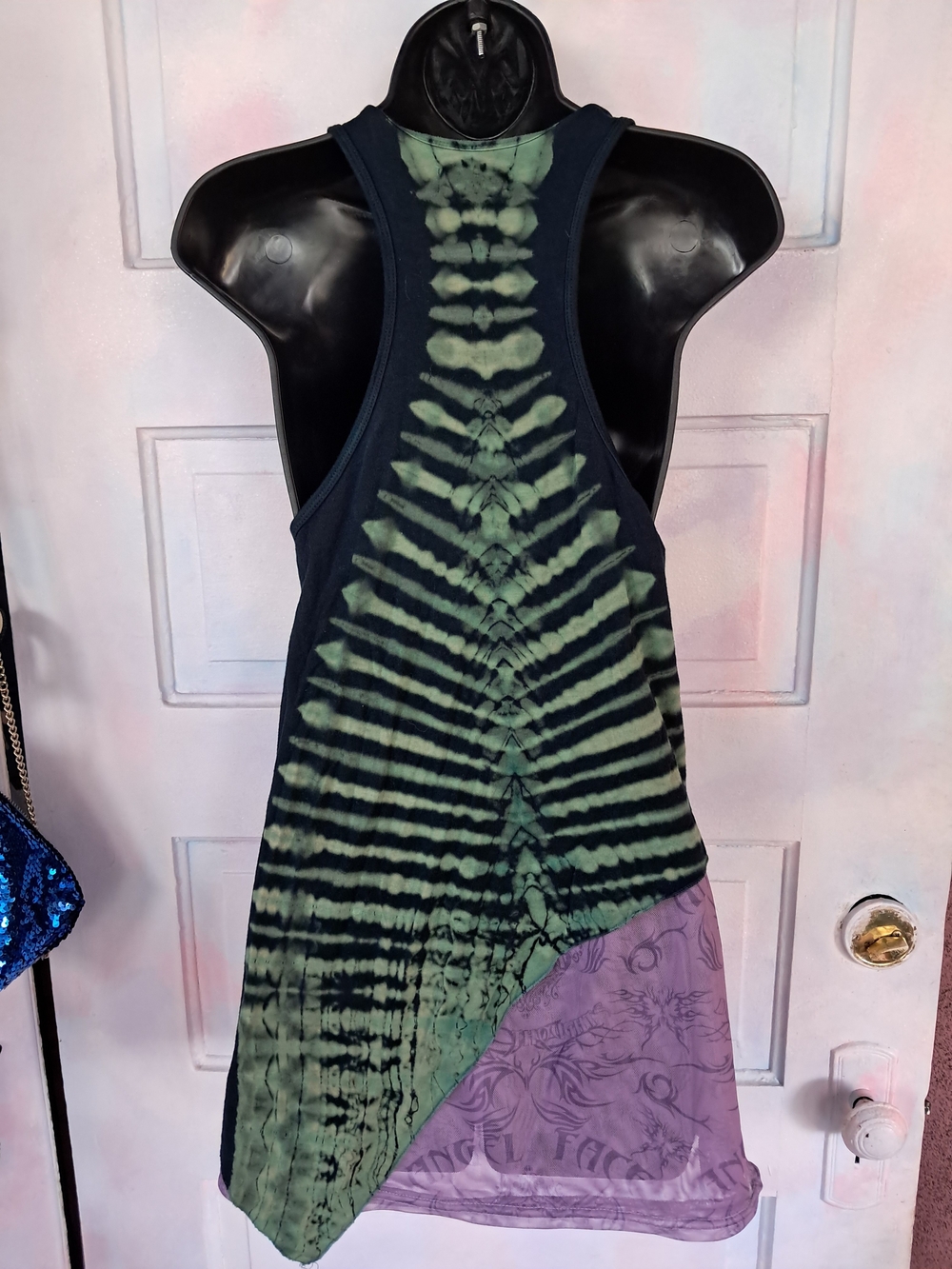 Kathmandu Black Racerback Tank with Green Tie-Dye Front - Picture 2 of 6
